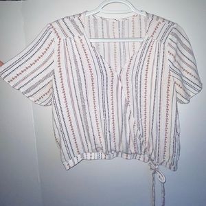 White Blouse with Flower Design